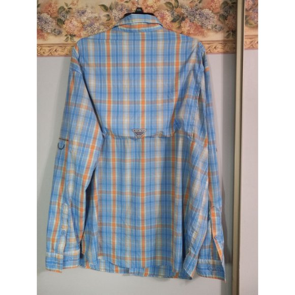 Columbia PFG XL Blue Plaid Button Down Omni Shade Comfort Casual Occasion Shirt - Picture 5 of 5